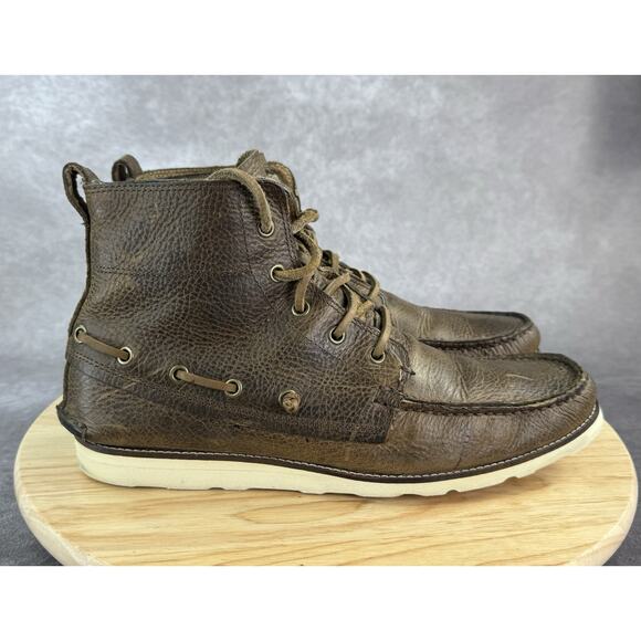 John Varvatos Star USA Lugger Boat Boots Brown Size 11M - Picture 1 of 12